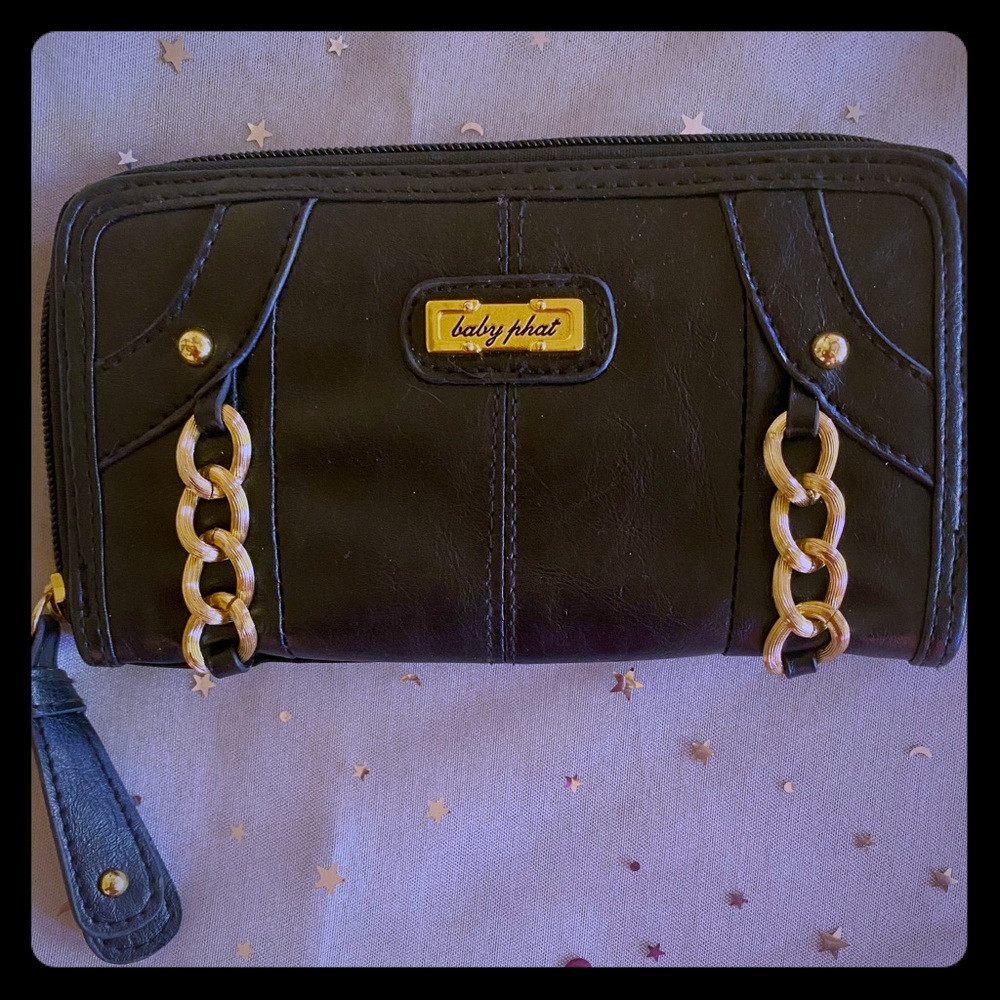 Black Baby Phat gold accent chain wallet